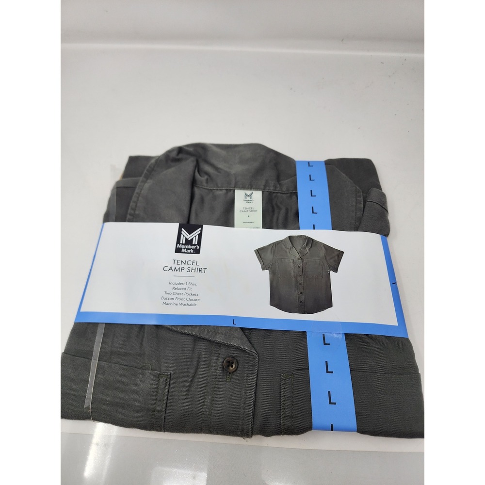 Member's Mark Womens Tencel Camp Shirt Gray Lyocell Relaxed Size Large